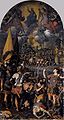 "The Martyrdom of Saint Maurice" by Romulo Cincinato. 1583. Oil on canvas, 540 x 288 cm, Monasterio de San Lorenzo, El Escorial, Spain. Cincinnato placed stronger emphasis on the execution scene, which has been brought into the foreground.