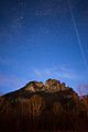 Seneca Rocks night sky, as seen from the town of Seneca Rocks, West Virginia in the Monongahela National Forest.