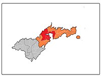 Map of Tutuila where Maoputasi County is highlighted in red