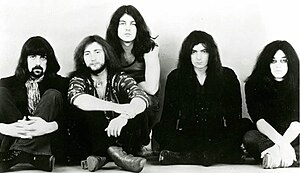 Deep Purple Mark II lineup in 1971. Left to right: Jon Lord, Roger Glover, Ian Gillan, Ritchie Blackmore and Ian Paice.