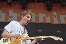 Dave Bayley performing with Glass Animals in 2016.