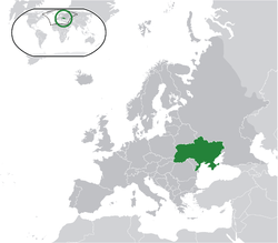 Location of Ukraine (green) in Europe (dark grey)  –  [Legend]