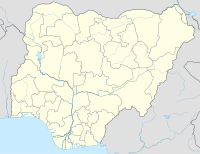 Map of Nigeria with mark showing location of Asanga