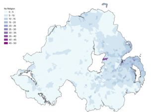 Percentage of population who profess no religion