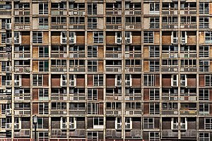 Close up of Park Hill facade Sheffield