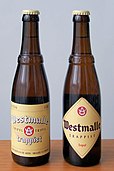 Tripel Westmalle beer bottles: old design on the left, new design on the right.