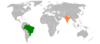 Location map for Brazil and India.