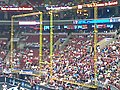 Image 23An arena football goalpost structure featuring the rebound nets on either side of the uprights. (from Arena football)