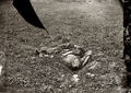 "Confederate soldier who after being wounded had evidently dragged himself to a little ravine on the hillside where he died".[76] Photograph by Alexander Gardner.