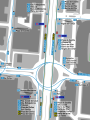 Mapa zonal de la estación de metro de Santiago Bernabeu con los recorridos de las líneas de autobuses, entre las que aparece el 126.