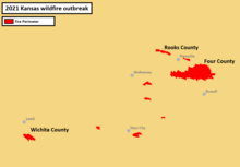 The perimeters of the wildfires that started on December 15, 2021