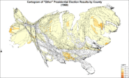 Cartogram of "Other" presidential election results by county