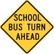 School bus turn ahead sign, Ohio