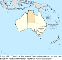 Map of the change to Australia on 7 July 1997