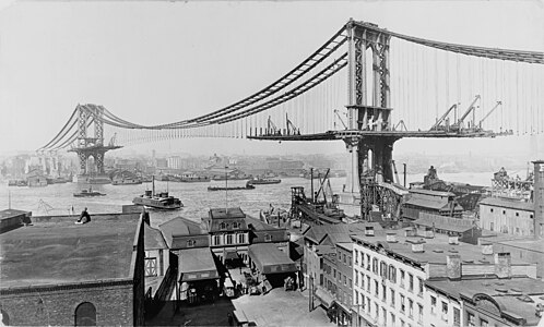 Construction of the Manhattan Bridge, by Irving Underhill