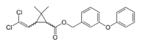 Chemical structure of permethrin