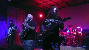 Crowbar performing at Mod Club, Saint Petersburg in 2015. From left to right: Jeff Golden, Kirk Windstein, Matthew Brunson, Tommy Buckley