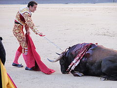 Torero utilizando el estoque