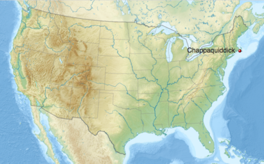 Map of USA with location of Chappaquiddick