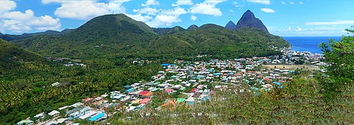 A view of Soufrière, the original capital of Saint Lucia