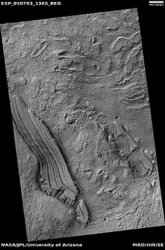 Tilted layers, as seen by HiRISE under HiWish program. Location is Hellas quadrangle.