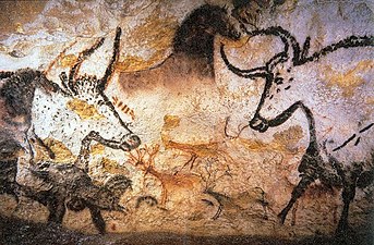 Neolithic paintings of bulls in the Lascaux Cave, more than 17,000 years old