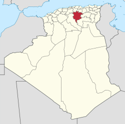 Map of Algeria highlighting M'Sila