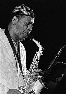 Ornette Coleman plays his Selmer alto saxophone during a performance at The Hague, 1994