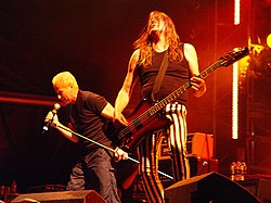 Phil Mogg (left) and Pete Way (right) of UFO at the Derbyshire rock and blues festival on October 3, 2006