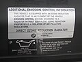 Information sticker on the SULEV radiator