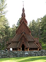 Chapel in the Hills, a replica of an historic stave church, consecrated in 1969 in Rapid City, South Dakota.