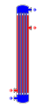 Fig. 1: Shell and tube heat exchanger, single pass (1–1 parallel flow)