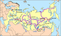 Image 21Siberian river routes were of primary importance in the process of Russian exploration and conquest of Siberia. (from History of Siberia)