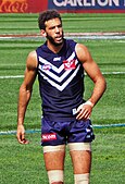 Zac Clarke in 2015 as 6 ft 8 in (203 cm) Fremantle ruck