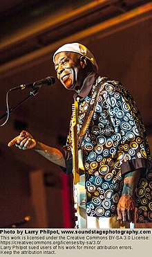 Guy interacting with the audience in a live performance