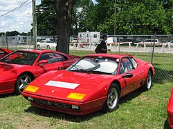 A Ferrari 512BB in the exclusively Ferrari parking lot at the 2005 United States Grand Prix