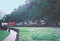 Three Norfolk Southern freight trains pass each other on the Horseshoe Curve on the Pittsburgh Line in 2006.