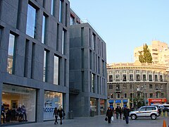 Stalinist architecture blends with the post-modernism of Dnipro's 'Passage' shopping and entertainment centre[224]