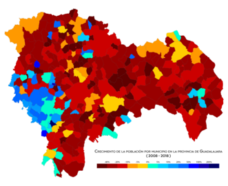 Crecimiento de la población por municipio entre 2008 y 2018