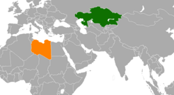 Map indicating locations of Kazakhstan and Libya