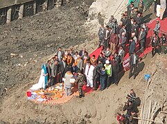 Prime Minister KP Sharma Oli laying the foundation stone for the reconstruction of Dharahara on 27 December 2018