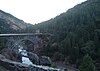 The Pulga Bridges over the Feather River Route (lower bridge) and North Fork Feather River