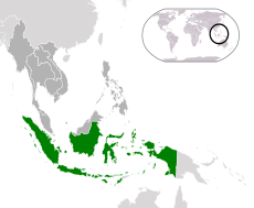 Location of Indonesia (green) in ASEAN (dark grey)