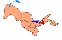 Map of Uzbekistan, location of Sirdaryo Region highlighted