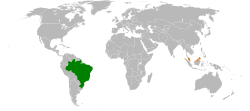 Map indicating locations of Brazil and Malaysia