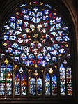 France, Sens Cathedral, transept, showing Flamboyant window incorporated into a large composition.