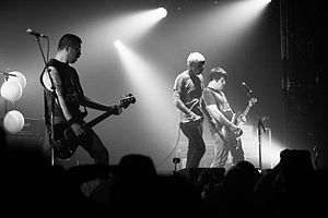 Converge at Eurockéennes 2007. From left to right: Nate Newton, Jacob Bannon and Kurt Ballou.