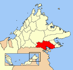 Location of Tawau District in Sabah, Malaysia