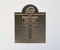 PONY Headquarters dedication plaque, located on building entrance