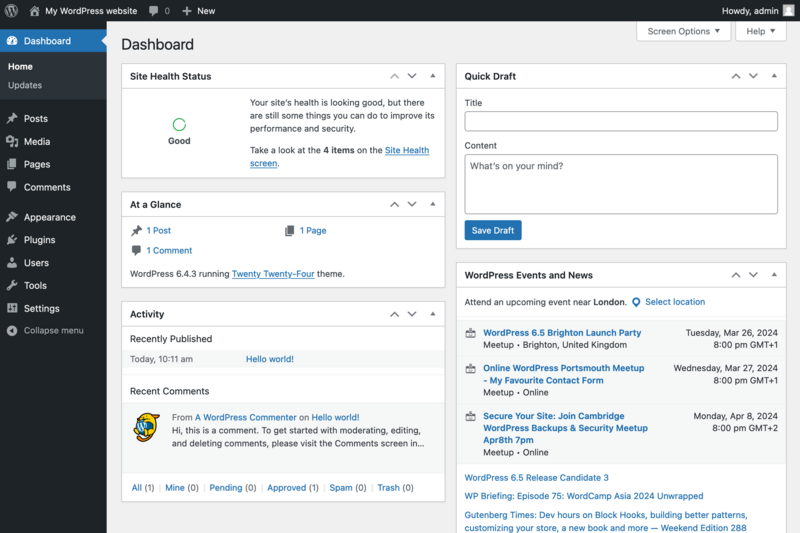 File:WordPress 6.4 Dashboard.png